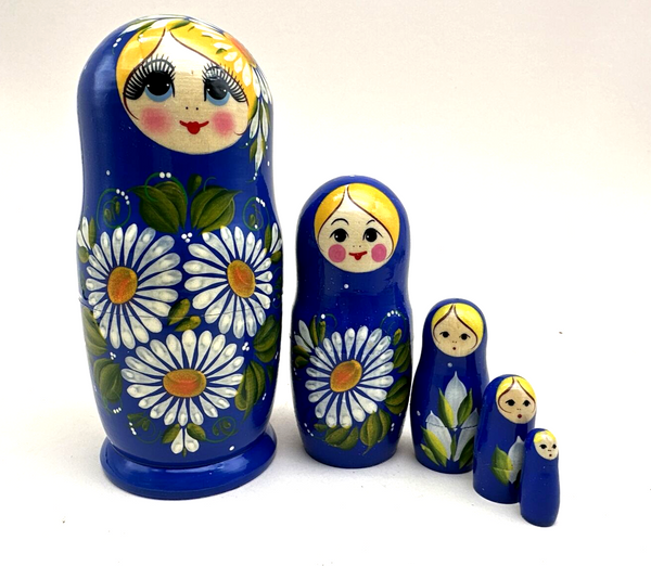 Matroschka 5tlg.  Matreschka handgemalt Kamille Motiv 14cm