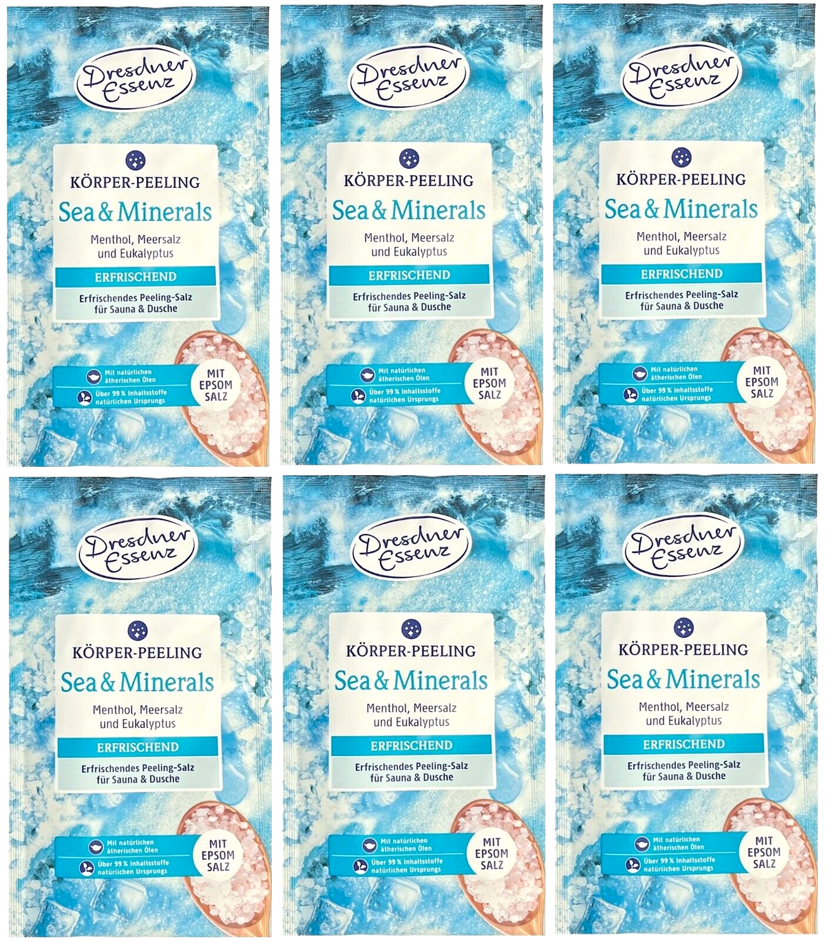 6er Pack Dresdner Essenz Körper-Peeling Sea & Minerals 6 x 50g