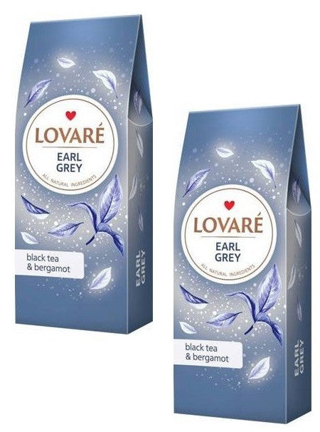 2er Pack Lovare Schwarzer Earl Grey Tee mit Bergamotte Geschmack lose  2x 80g
