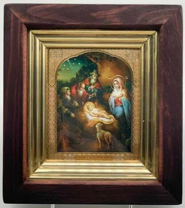 Ikone Geburt des Herrn Heilige Familie Рождество Христово ,17x19cm