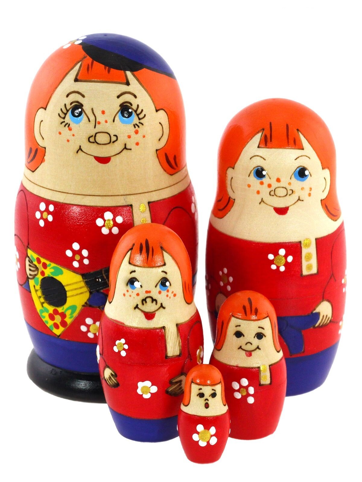 Matroschka 5tlg. Matreschka Junger handgemalt Russland MS0502bw-RM, 10,5 cm