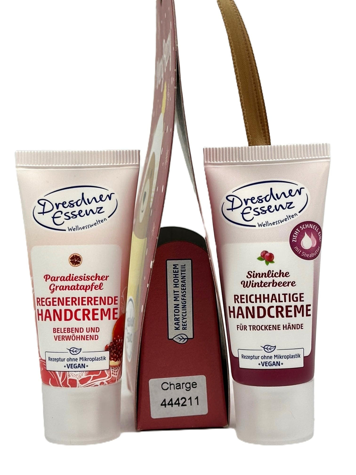 2 x Baumanhänger "Very Berry" 2 x Geschenkset: 1 x 20ml Handcreme Sinnliche Winterbeere , 1 x 20ml Handcreme Paradiesischer Granatapfel