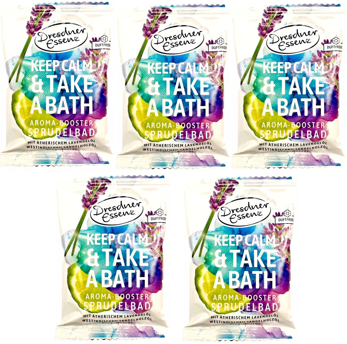 5er Pack Dresdner Essenz Sprudelbad Keep calm & Take a Bath 5 x 70g