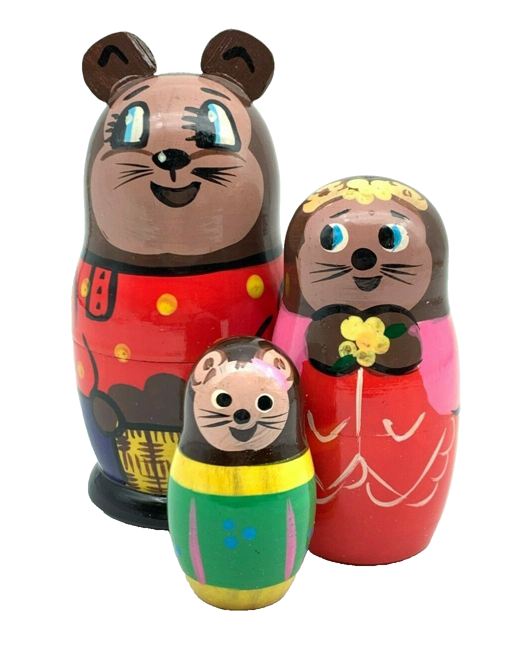 Matroschka 3tlg. Matroschka Bären Familie handgemalt Russland  neu, 11 cm