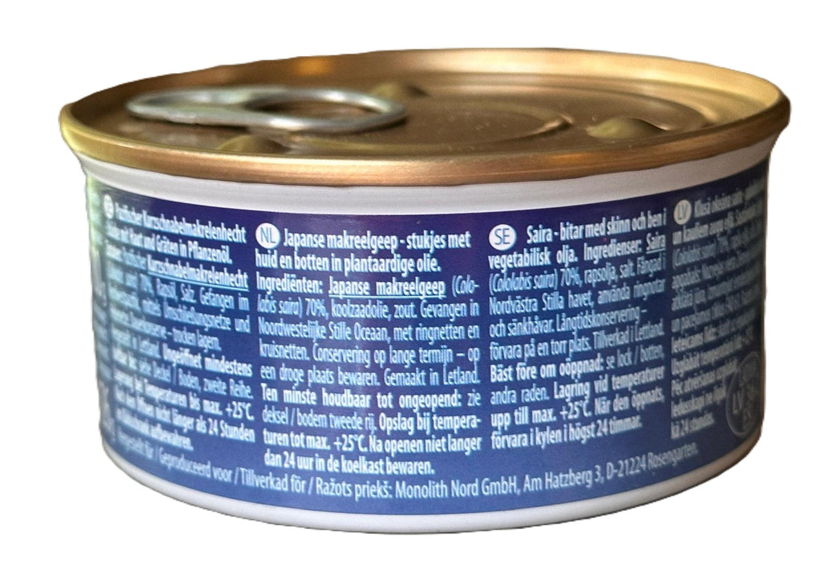 4× Saira Makrelenhecht im Öl – Fischkonserven je 180 g (Abtropfgewicht 126 g)