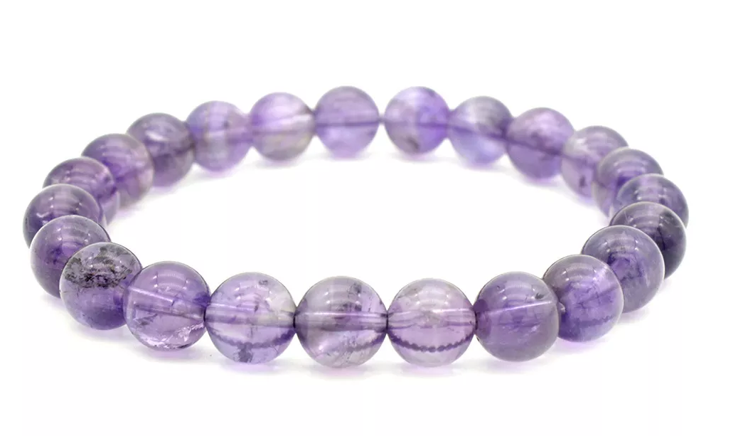 Elastisch Armband Natur halb Edelstein Perlen 9mm Achat Amethyst...