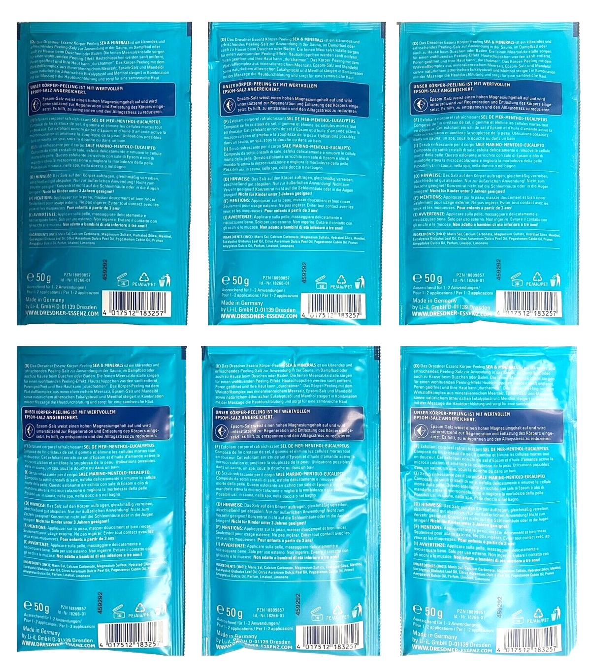 6er Pack Dresdner Essenz Körper-Peeling Sea & Minerals 6 x 50g
