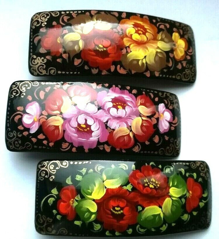 Ein  Haarnadel russische Lackmalerei Handbemalt ca. 10x3,8 cm