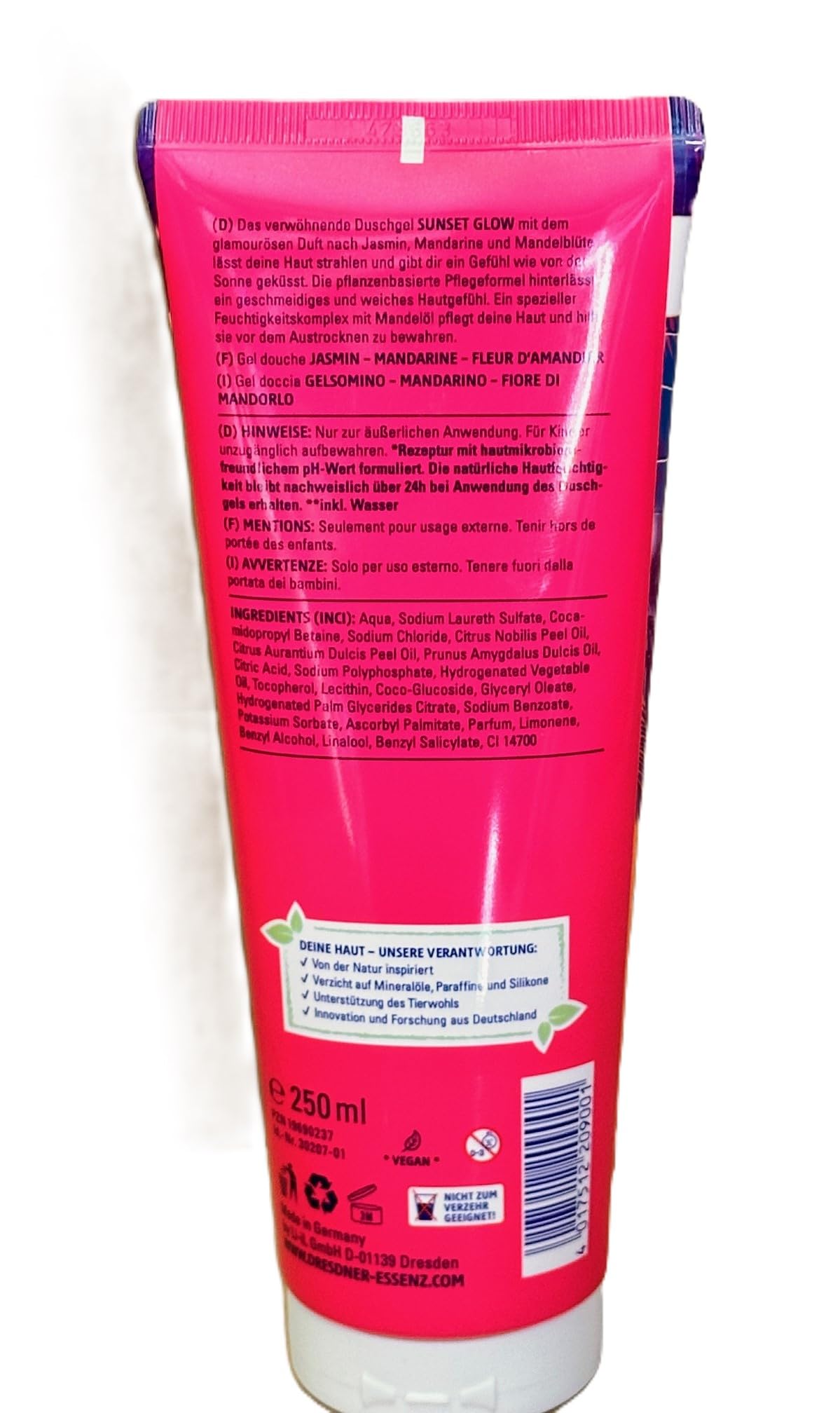 2er Pack Dresdner Essenz Duschgel Sunset Glow Duschbad vegan, 2x 250ml