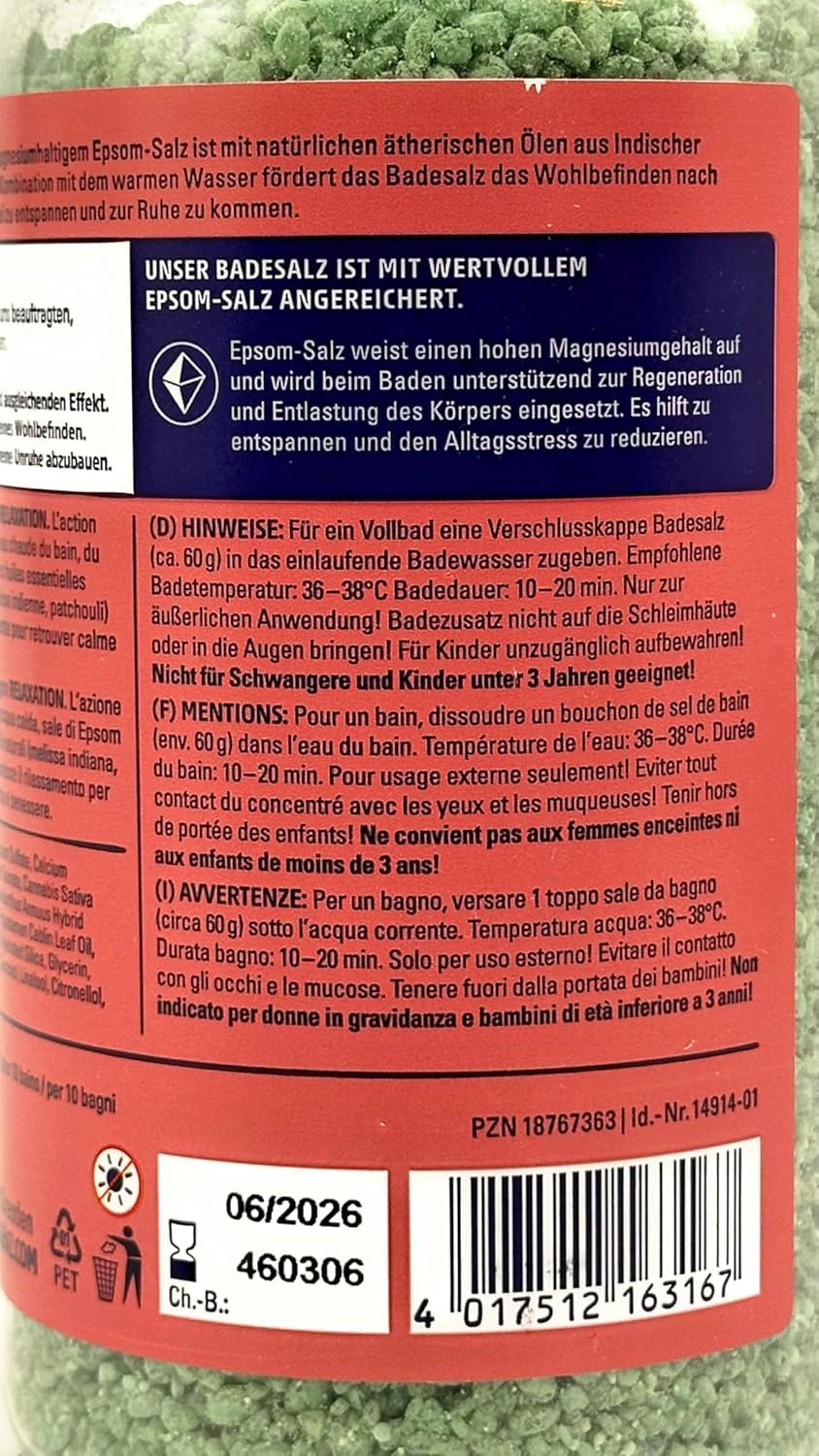 2er Pack Dresdner Essenz Mischung Badesalz Absolut Relax, 2x 600g