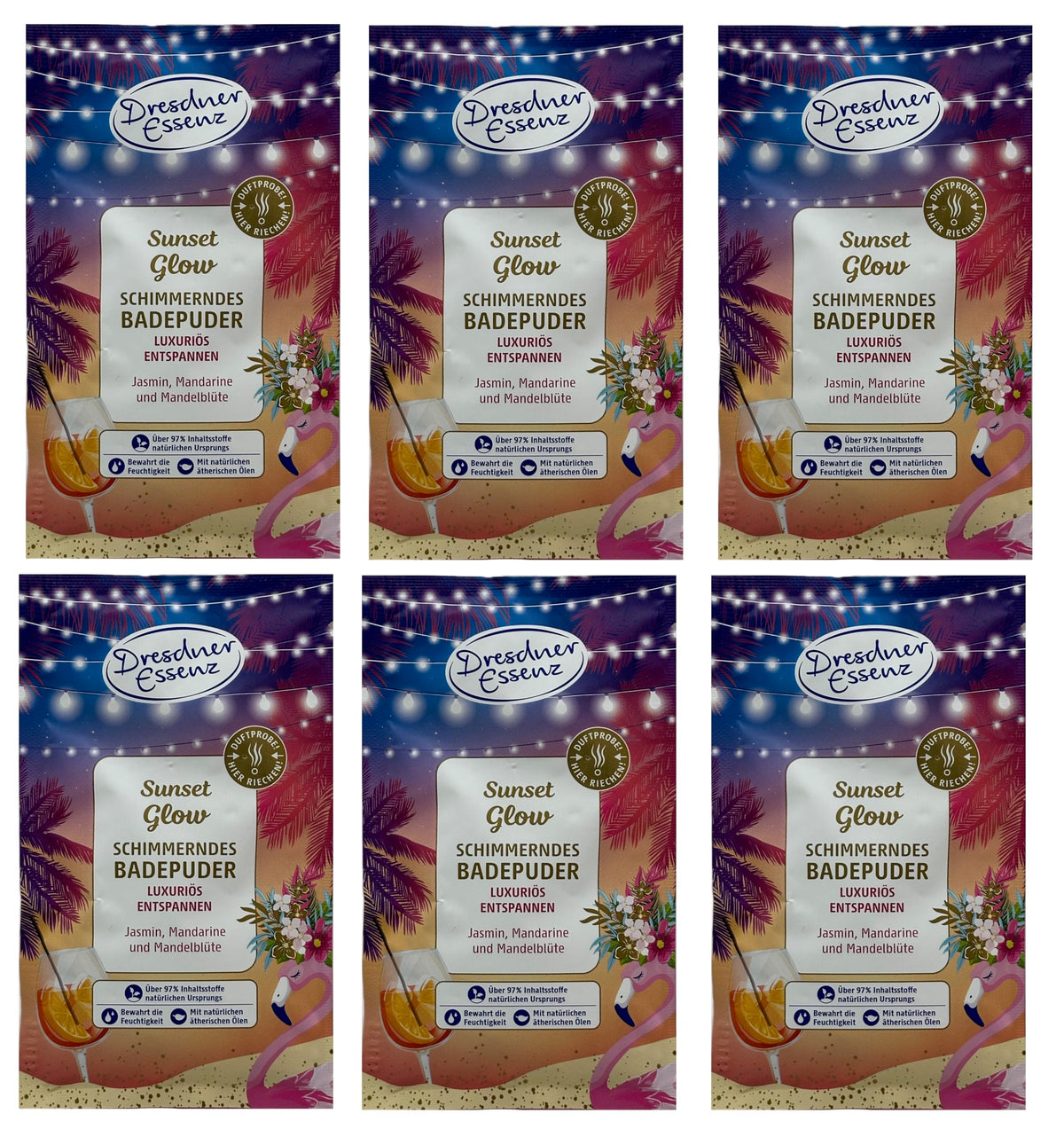 6-er Pack Dresdner Essenz Pflegebad Sunset Glow 6x 60g