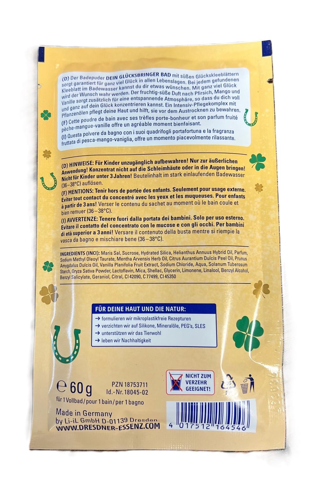 6x DRESDNER ESSENZ Badepuder Glücksbringer Wellness Pflegebad 6x60g