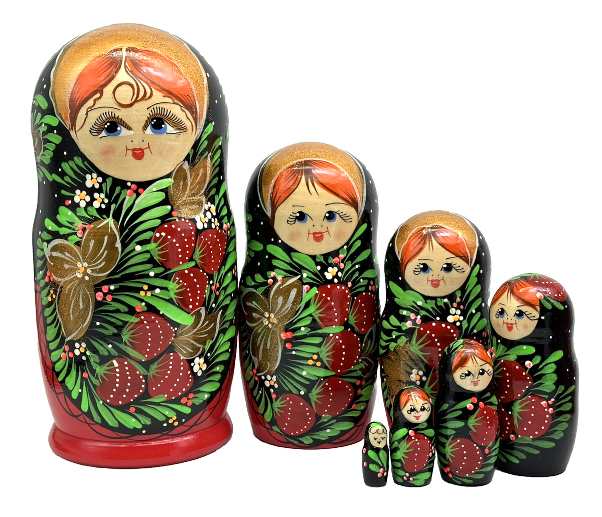 Matroschka 7tlg.  handgemalt Russland nach Chochloma Art neu 22cm