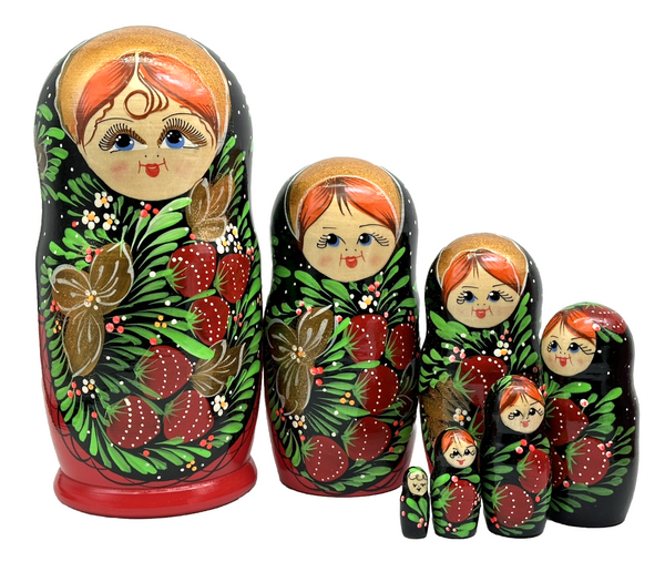Matroschka 7tlg.  handgemalt Russland nach Chochloma Art neu 22cm