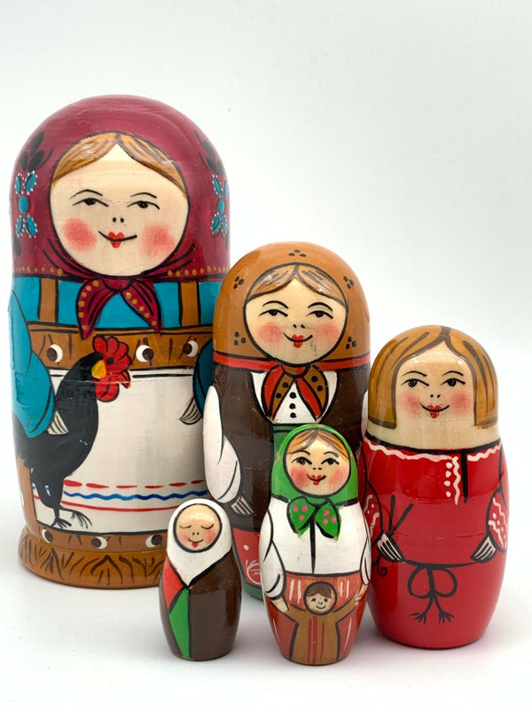 Matroschka 5tlg. traditionell Alter uralter Motiv Russland MA0503RibM-04, 15 cm
