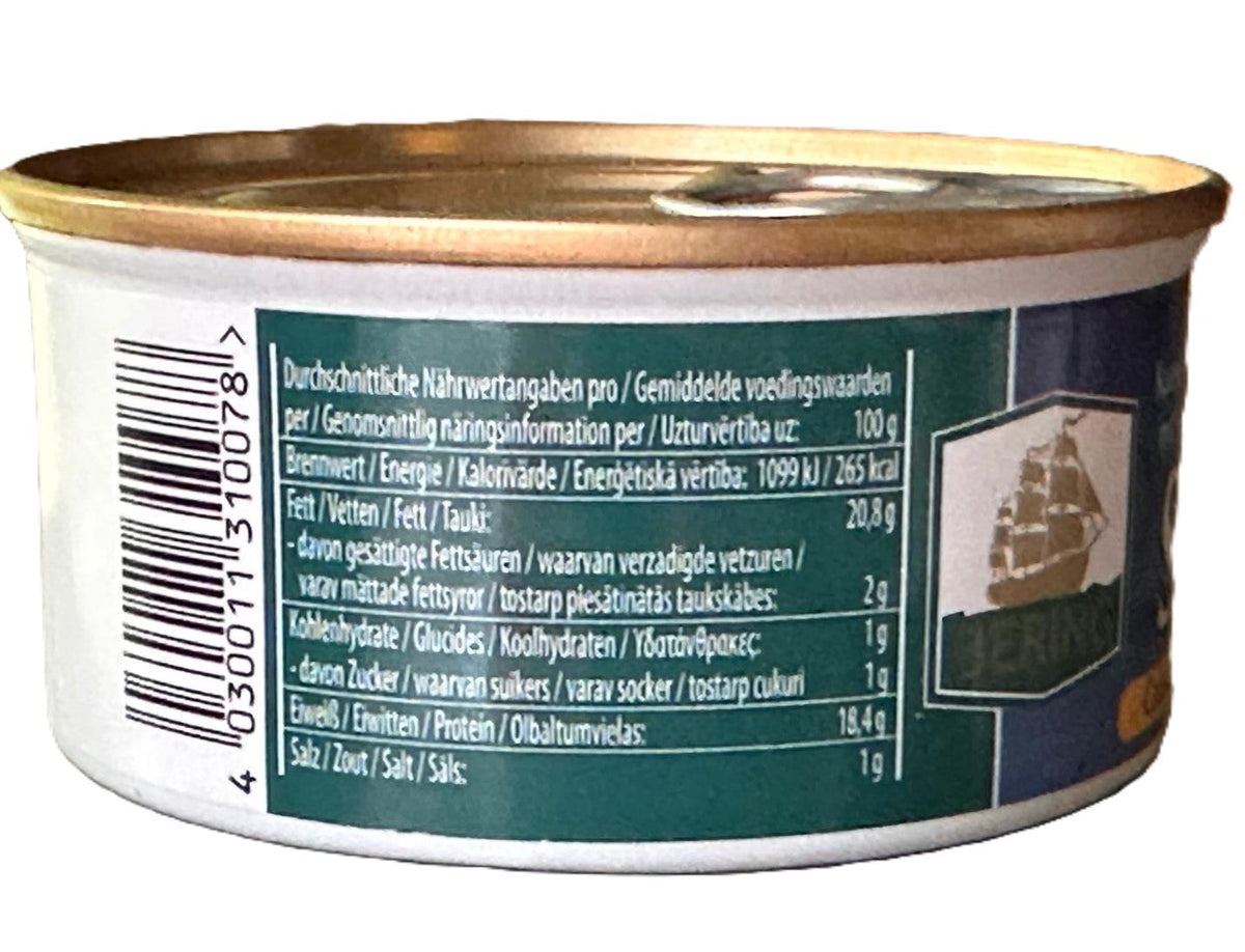 4× Saira Makrelenhecht im Öl – Fischkonserven je 180 g (Abtropfgewicht 126 g)