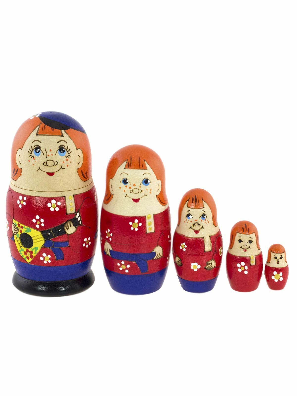 Matroschka 5tlg. Matreschka Junger handgemalt Russland MS0502bw-RM, 10,5 cm