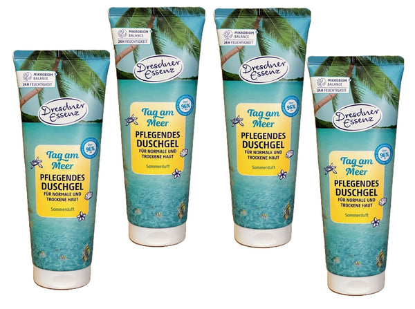 4er Pack Dresdner Essenz Duschgel Tag am Meer 4x 250 ml Duschbad vegan