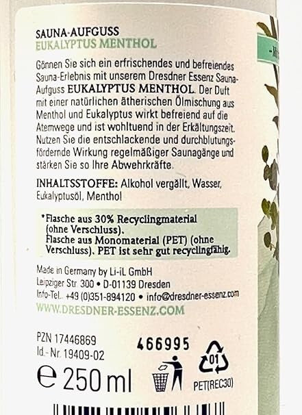 2er Pack Dresdner Essenz Sauna-Aufguss Eukalyptus Menthol 2 x 250ml