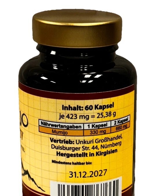 Mumijo Shilajit GOLD AKTIV Kirgisien 60 Kapseln Je 423 mg