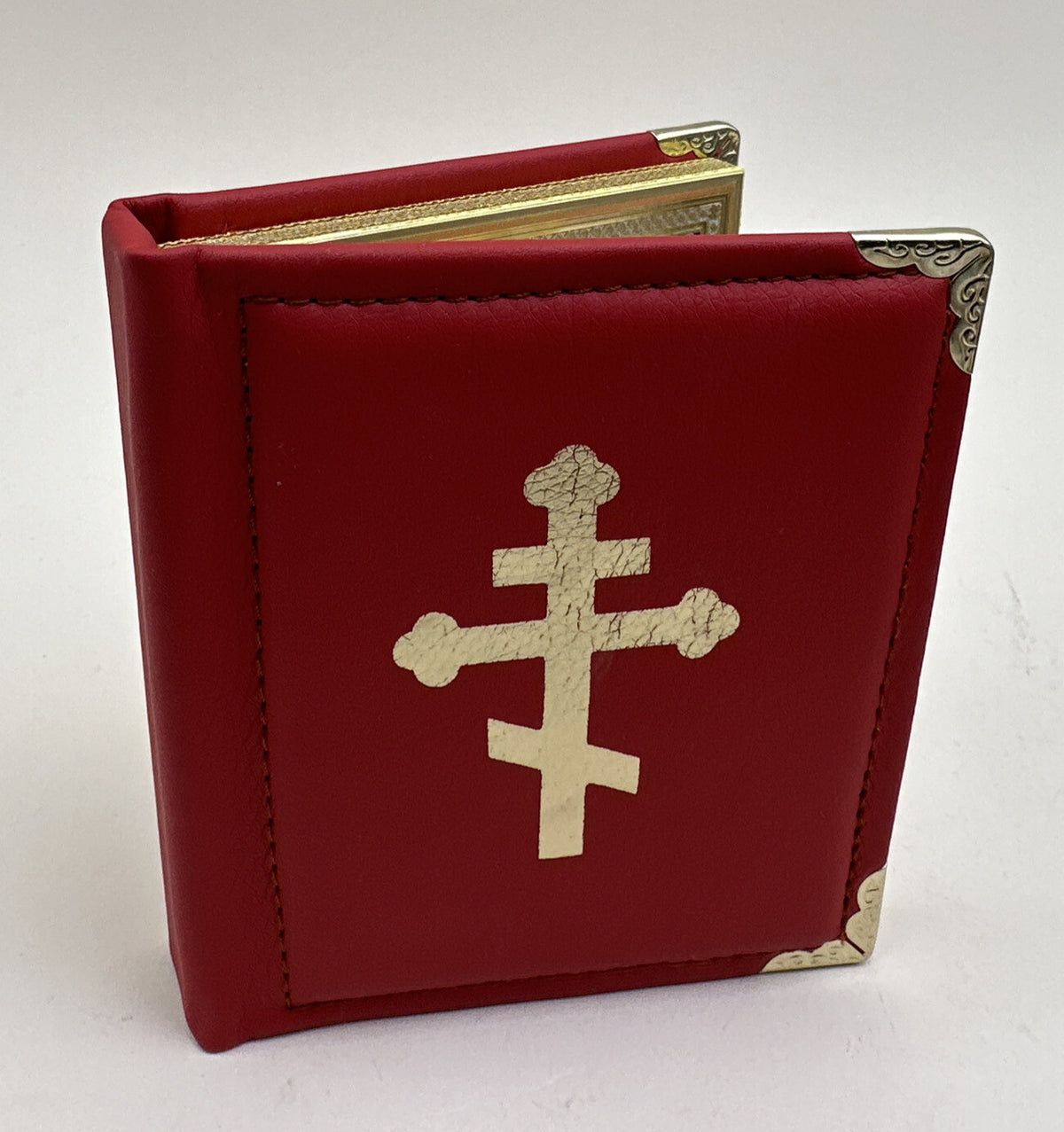 Ikone 2-fach Holz in Kunstleder faltbar Schutz Engel Nikolaus  15x18сm
