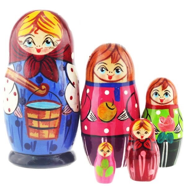 Matroschka 5tlg. Matreschka Babuschka  handgemalt Russland  neu, 10,5 cm