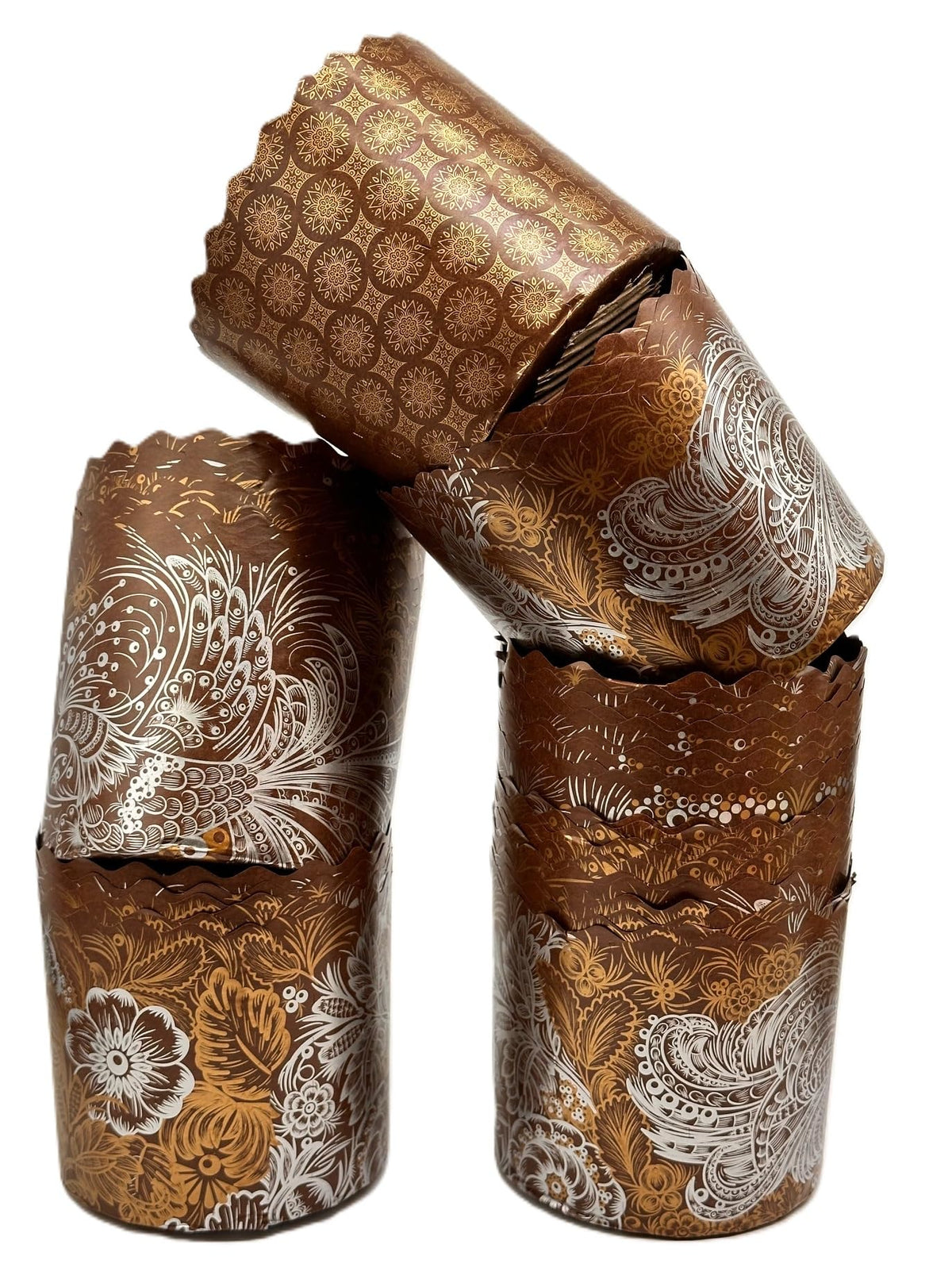 10er Set Osterbrot Back Papier Einwegbackform Osterkuchen Kulitsch Schokoladen Gold Motiv D 9cm / 350ml