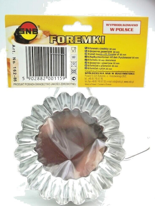 12 St SNB Back Form Tartelette Gebäck Förmchen Формы  Blech Weißblech 90 mm
