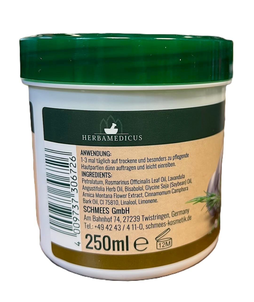 2er Pack. Herbamedicus Herbasan Kräutersalbe Kampfer Rosmarin, 2 x 250 ml