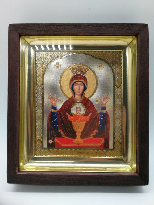 Ikone Gottesmutter Unerschöpflicher Kelch  Neupiwaemaja Chascha 19x 17 x 3cm