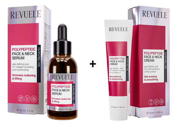 2tlg.Set REVUELE POLYPEPTIDE GESICHT- UND HALSCREME + Serum