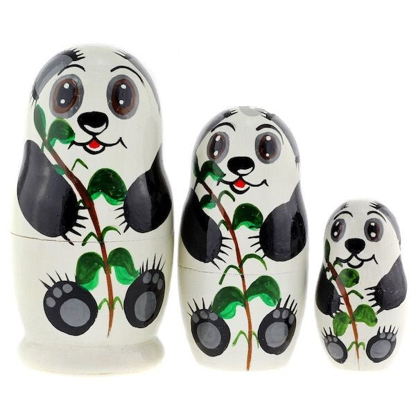 Matroschka 3tlg. Matreschka Panda handgemalt Russland  10cm