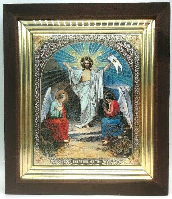 Ikone Auferstehung Jesu Christi Kivot Glas Holz Wosnesenie Christowo 26x30 cm