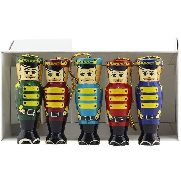 5tlg Set  handgemachte Holz Puppe Soldat Husar Russland aufhängbar