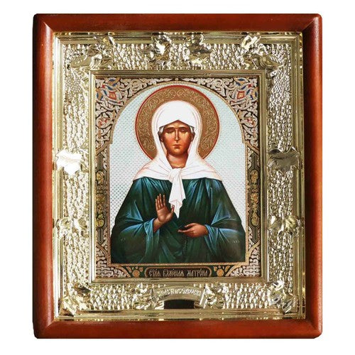 Ikone heilige Matrona von Moskau икона в киоте Святая Матрона Московская 26x23cm