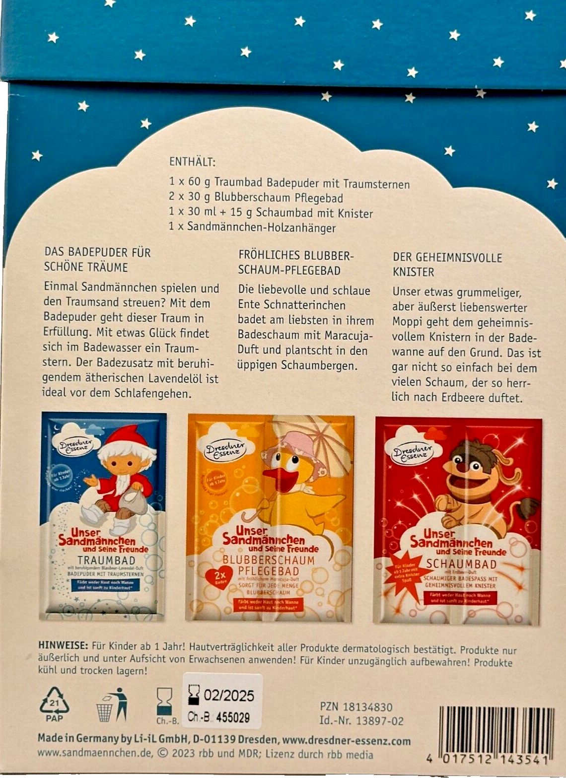 Dresdner Essenz Geschenkset Unser Sandmännchen Badespaß