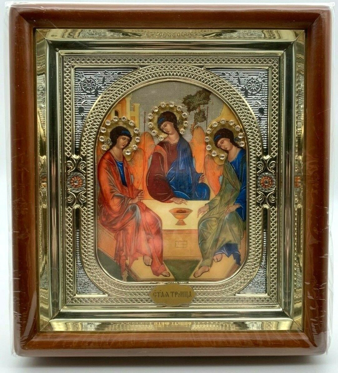 Ikone heilige Dreifaltigkeit икона в киоте Святая Троица Rublev, 25x23cm