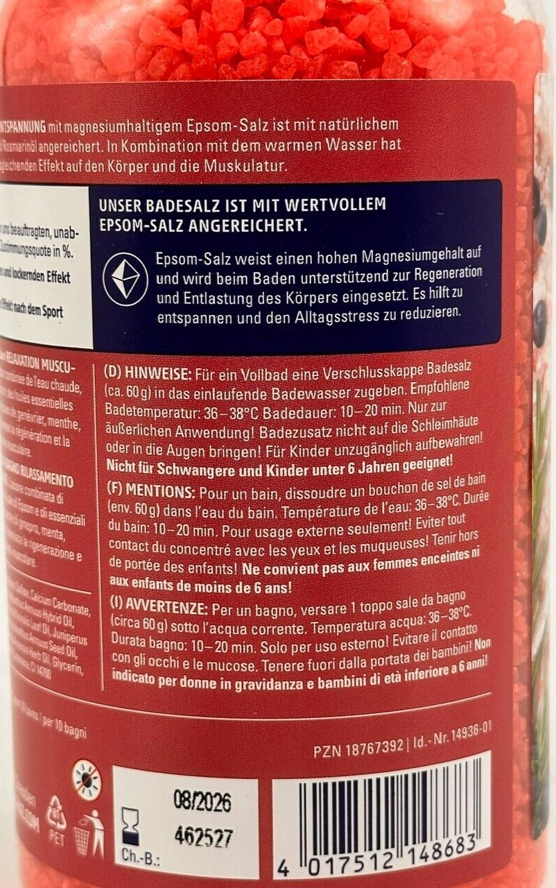 DRESDNER ESSENZ Badesalz Muskel Entspannung Wacholder Rosmarin 600g