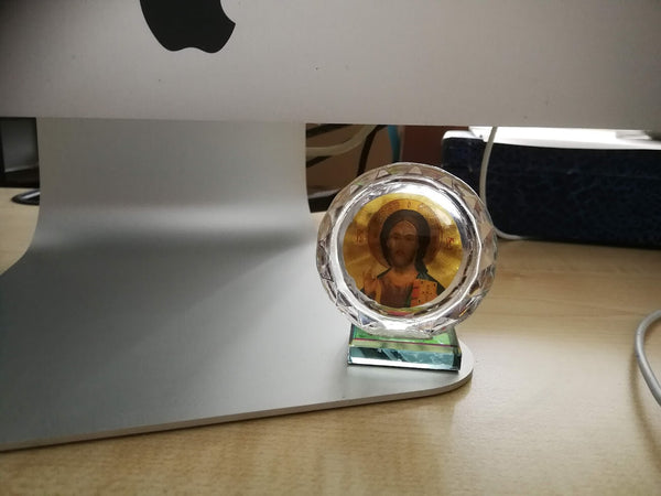 kleine Tisch Ikone Jesus Christus Господь Вседержитель Glas 6cm hoch
