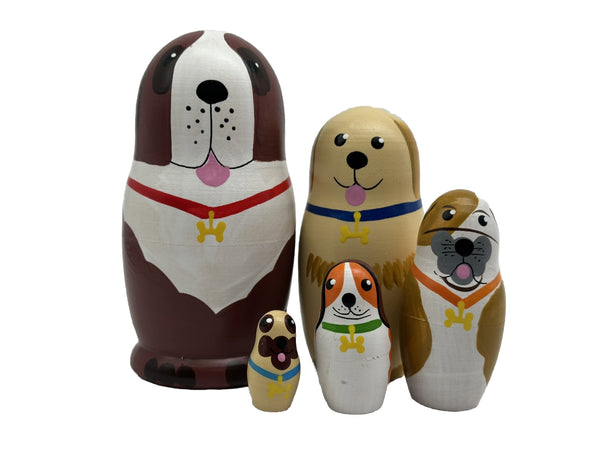 Matroschka 5tlg. Hund Champion  handgemalt Russland  neu 10 cm