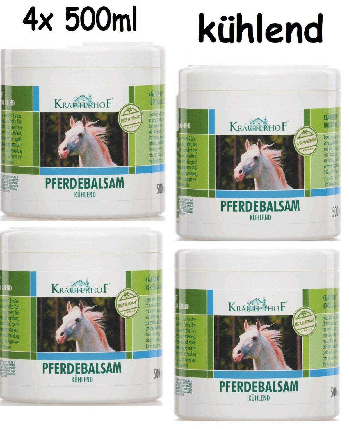 KRÄUTERHOF Pferdebalsam kühlend Rosskastanie Rosmarin Minz 4x 500ml