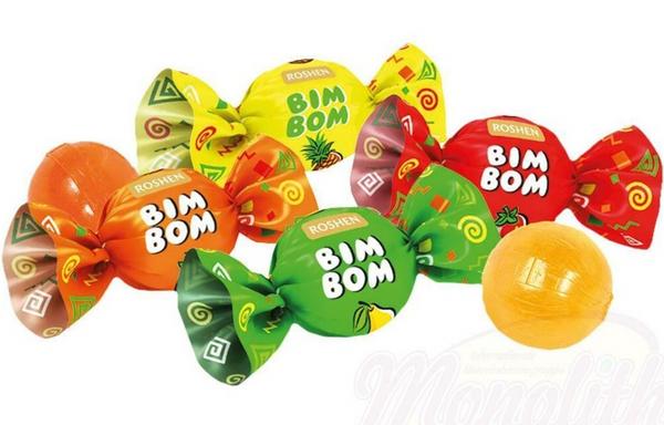 Roshen Hart Karamelle Bim Bom  Erdbeere, Ananas, Birne 1 kg 125 St