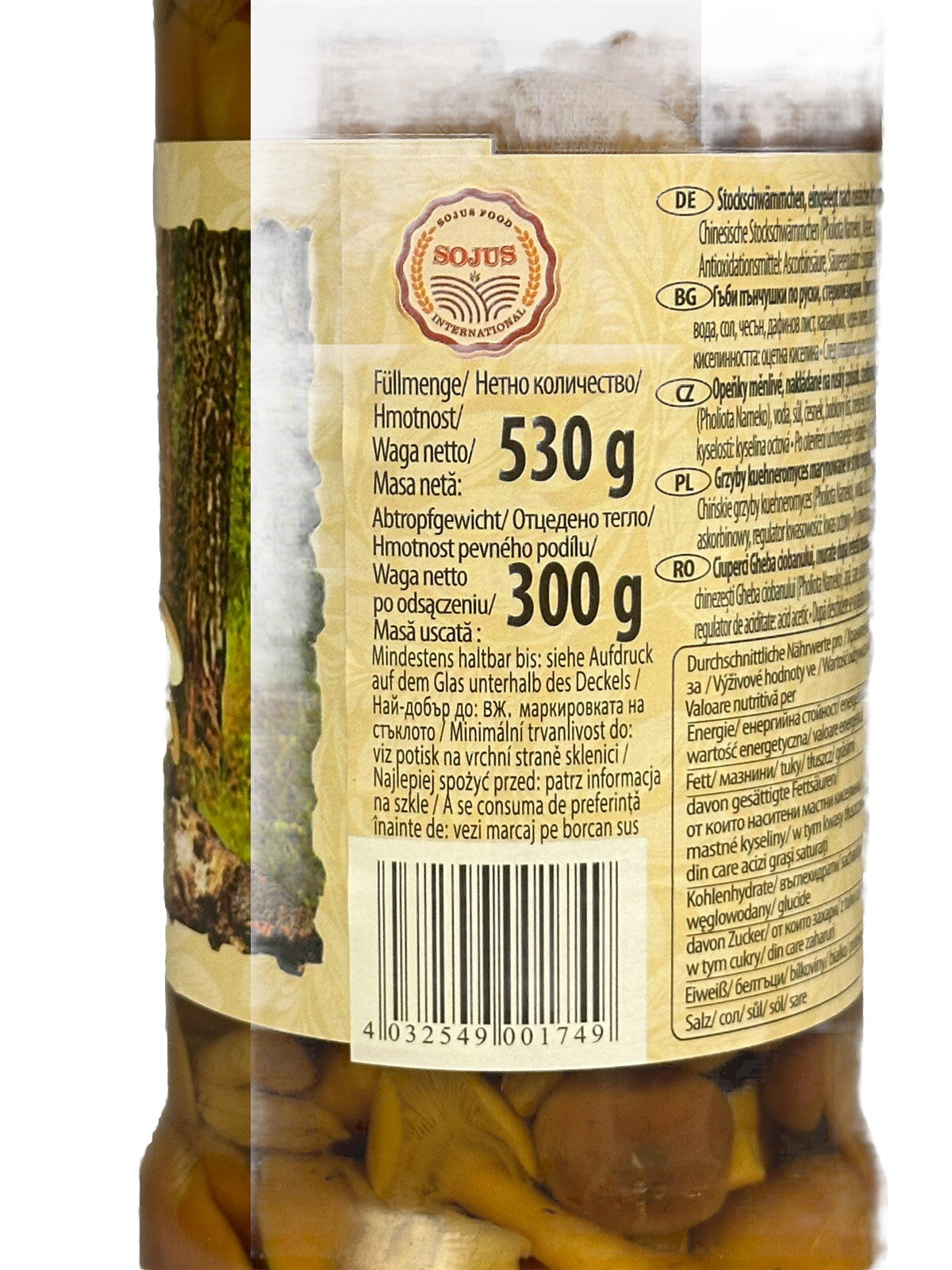 Sojus Stockschwämmchen Opjata Pilze Pilzen Füllmenge: 530g Abtropfgewicht: 300g