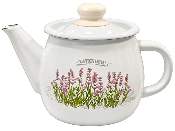 Unkuri Emaille Teekanne 1 L mit Deckel Lavendel Pilze Kirschen zur Auswahl