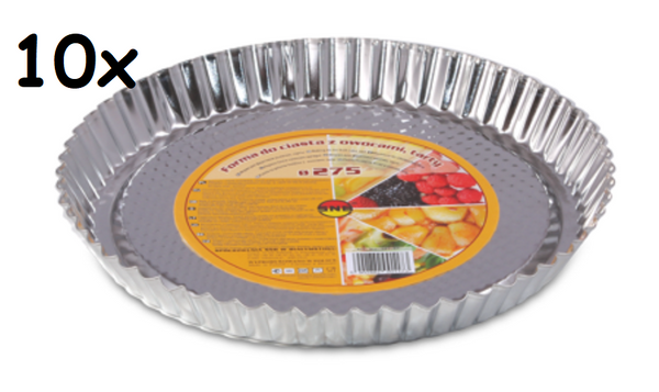 10er Set  Quiche- & Obstkuchen Formen Backform Weißblech, 200mm