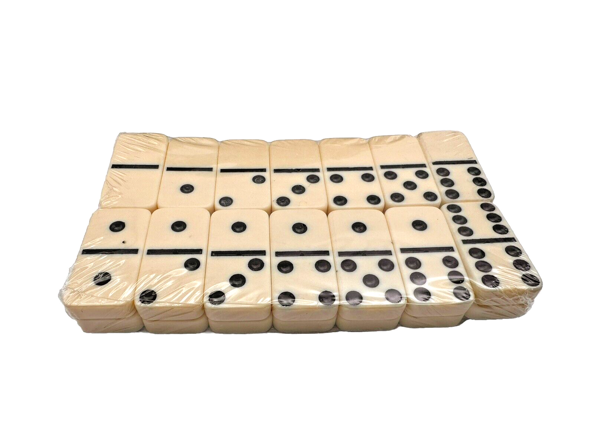 Brett Spiel Domino Tischspiel Weiß im Bambusbox