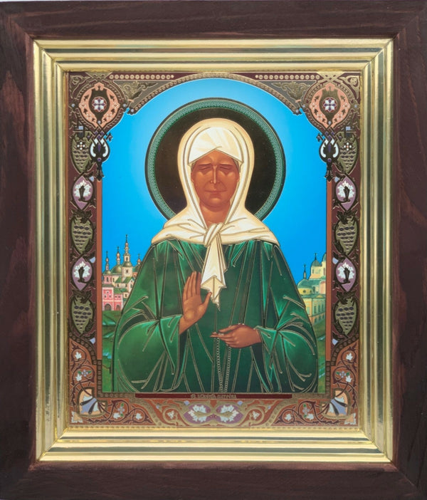 Ikone heilige Matrona von Moskau икона в киоте Святая Матрона Московская 31x27cm