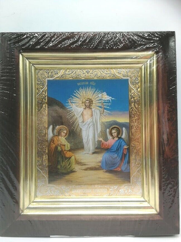 Ikone Auferstehung Jesu Christi Kivot Glas Holz Wosnesenie Christowo 25x22 cm
