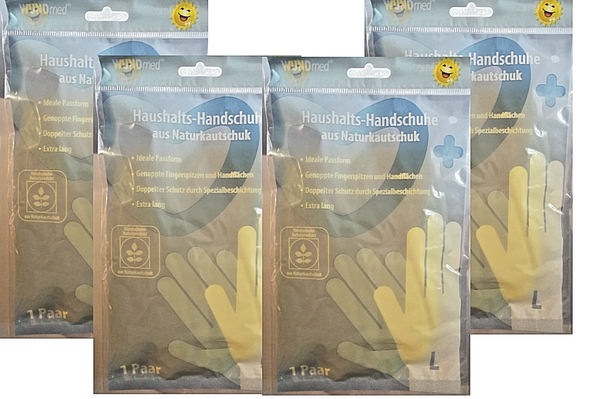4x WUNDmed Haushaltshandschuhe Naturkautschuk Große L, 4 St.