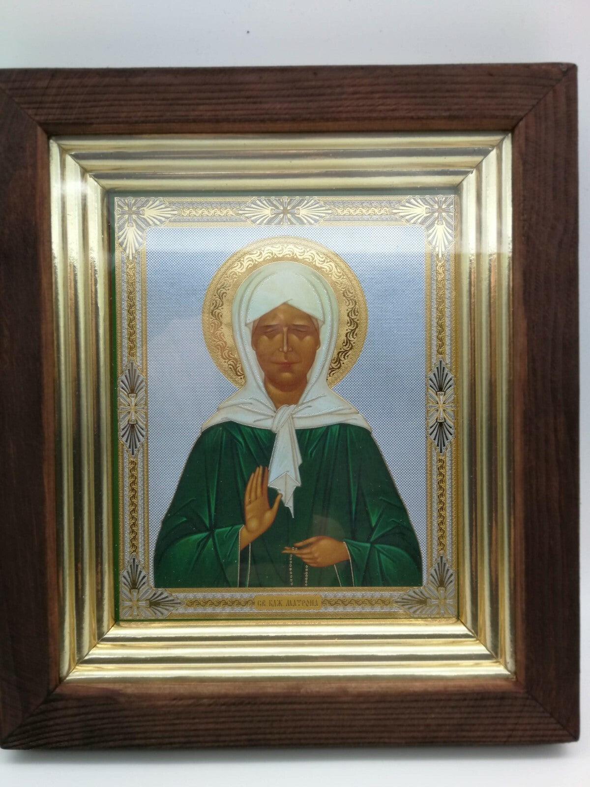 Ikone heilige Matrona von Moskau икона в киоте Святая Матрона Московская 25x22cm